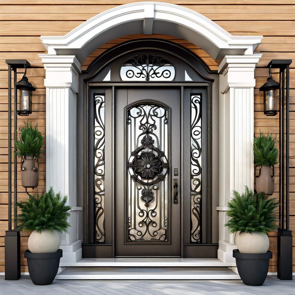 wrought iron door with intricate designs