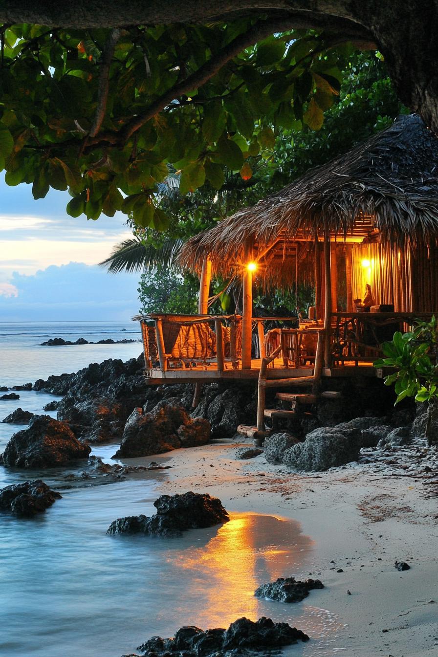 cozy bamboo bungalow on a tropical beach 2