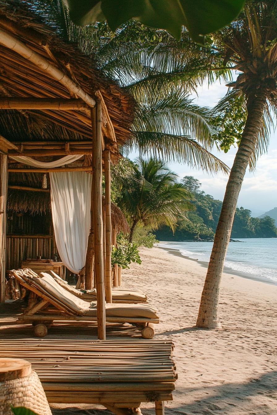 cozy bamboo bungalow on a tropical beach