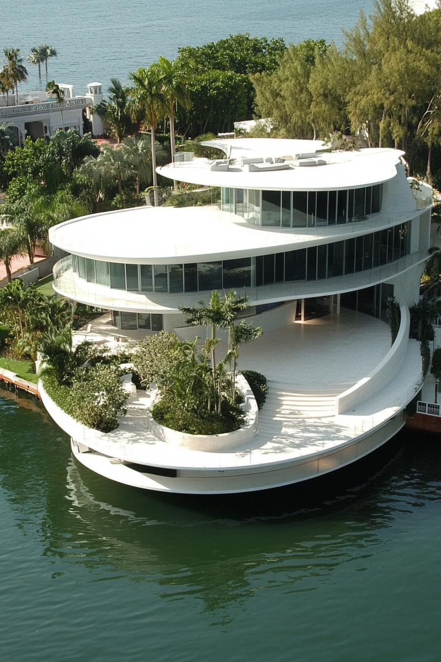 massive modern floating island mansion 1