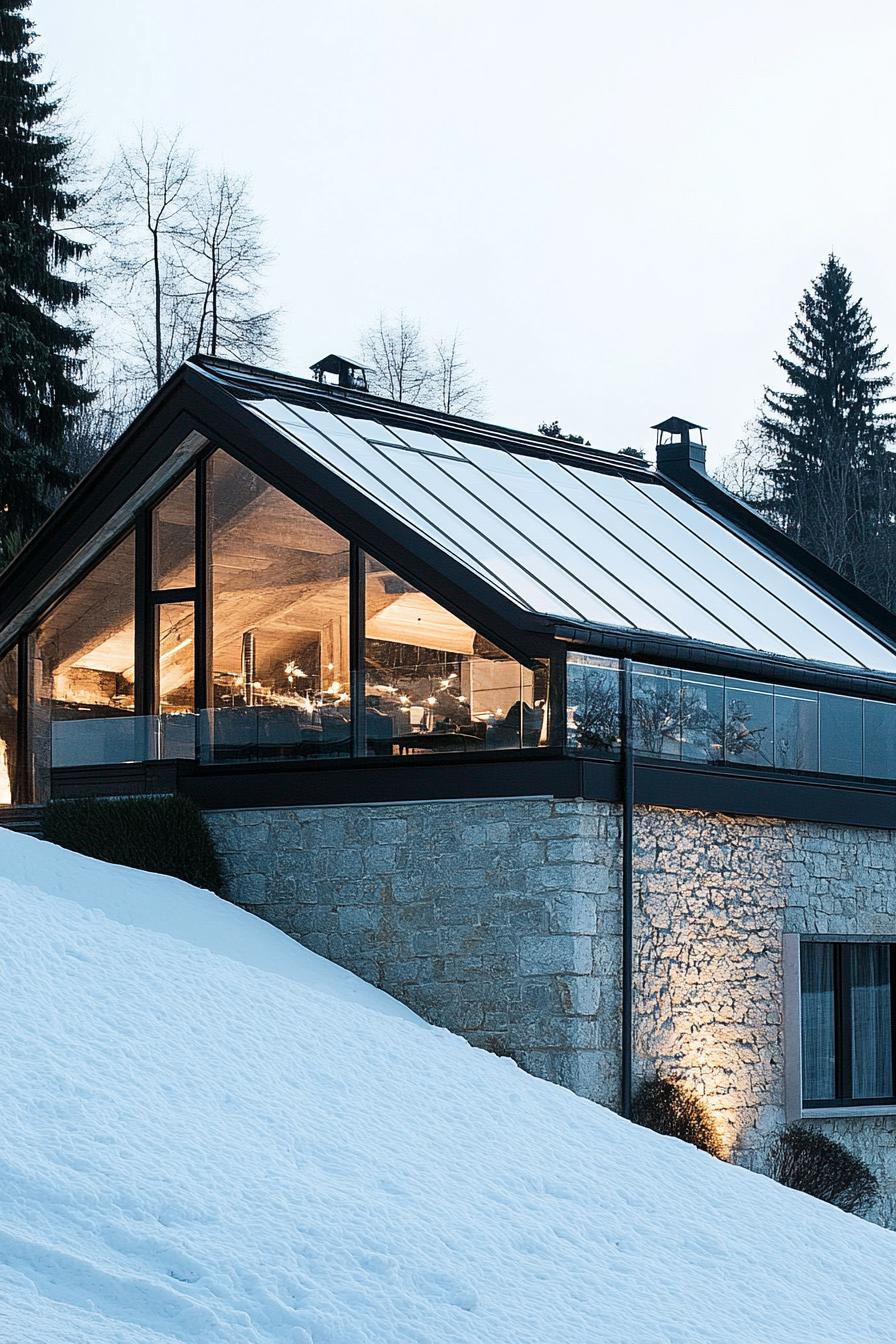 modern Alpine winter chalet with glass roof 2