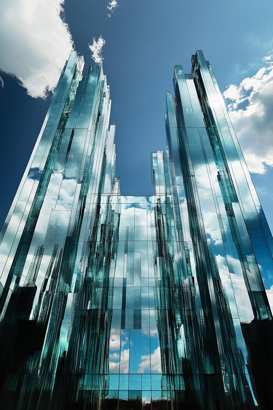 modern architecture castle building with glass towers 2