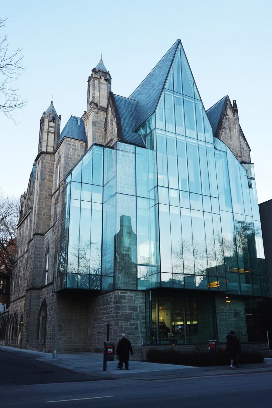 modern architecture castle building with glass towers