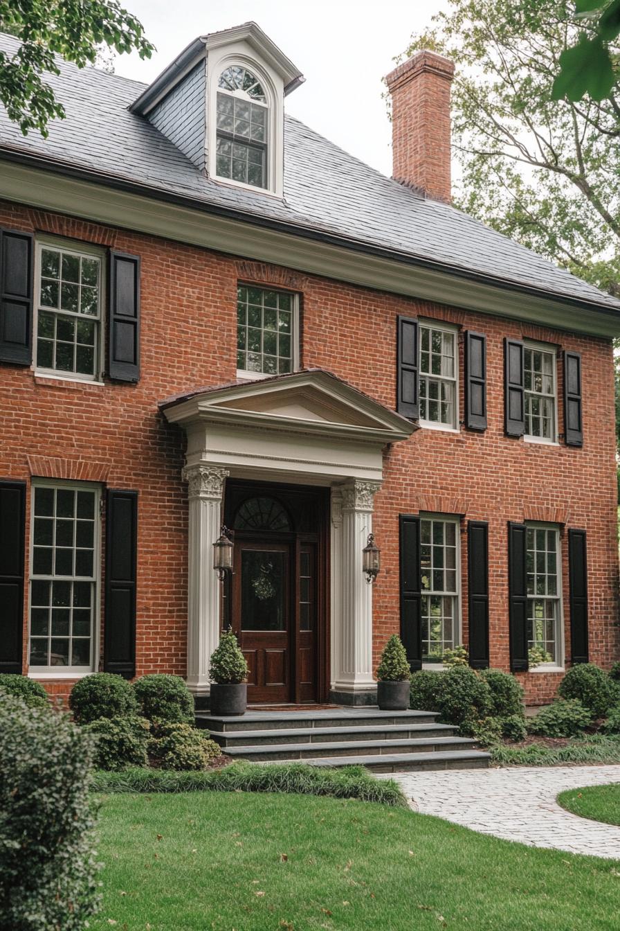 modern colonial Georgian red brick house 1