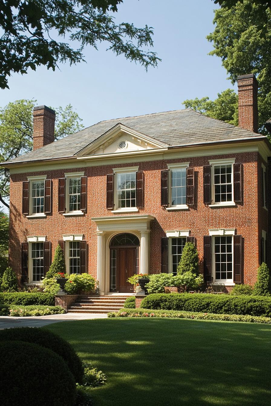 modern colonial Georgian red brick house 3