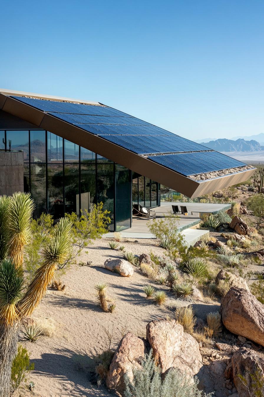 modern desert house with solar panel integrated roof and stunning desert mountain view 3