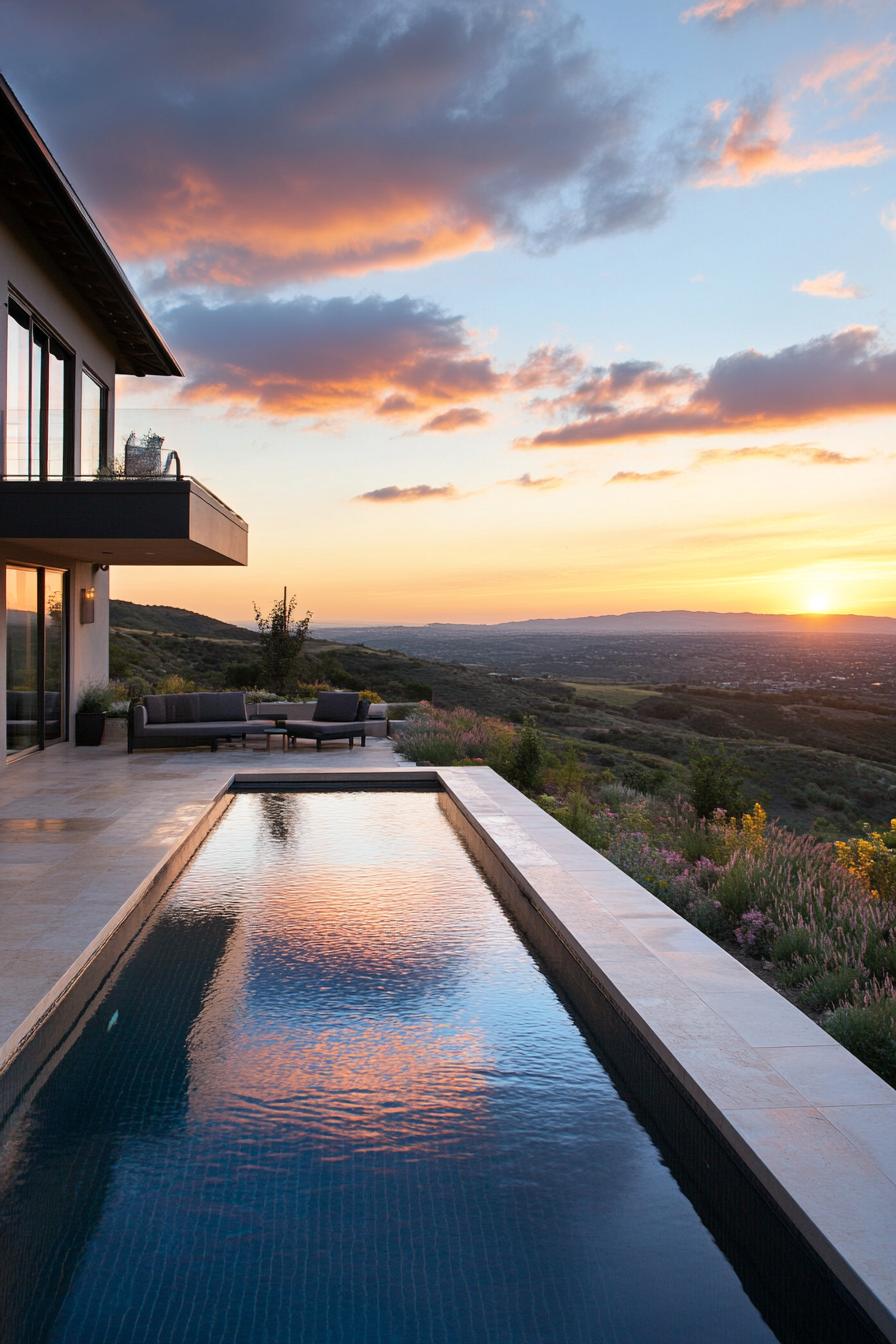 modern hillside McMansion with infinity pool overlooking a beautiful valley 3