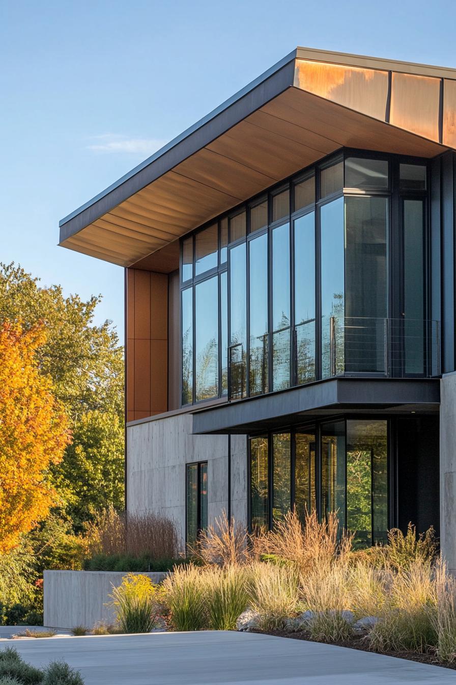 modern house angular facade with zinc roof 1