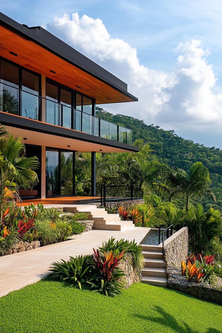 modern house on a slope with terrace gardens and tropical mountain views 1