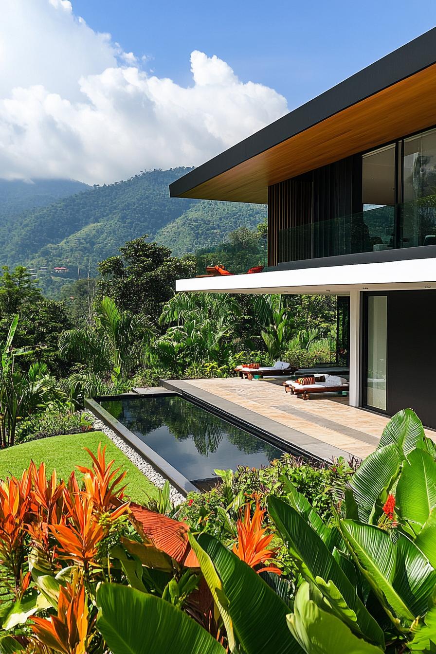 modern house on a slope with terrace gardens and tropical mountain views 3