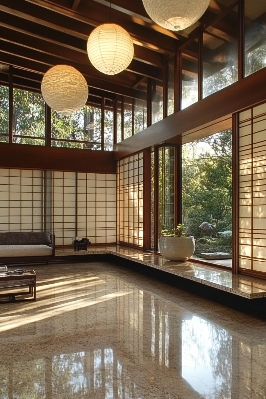 modern japanese style zen home with shoji screens