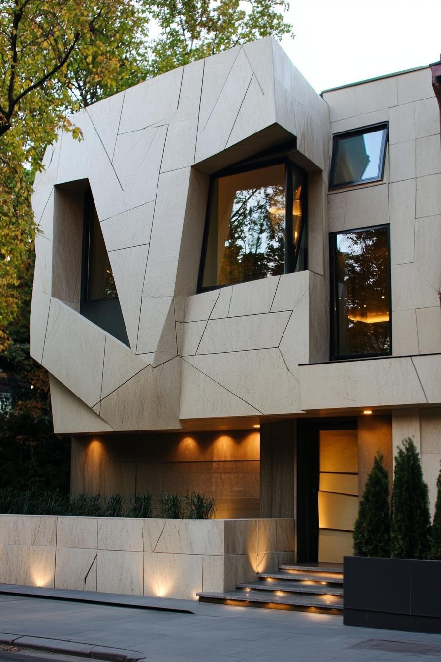 modern luxury mansion geometric facade