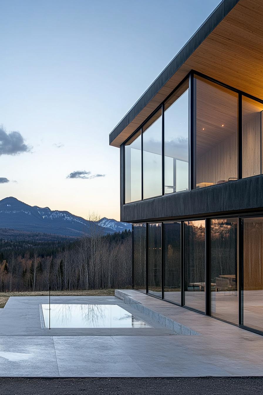 modern minimalist home with large windows and mountain views 3