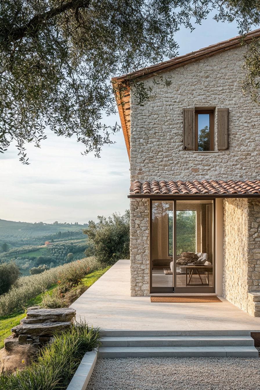 modern stone villa with terracotta roof in Tuscany 1