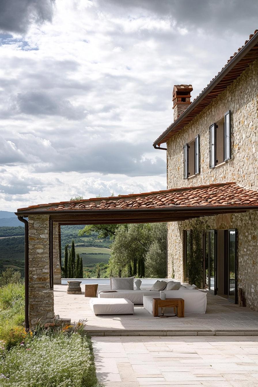 modern stone villa with terracotta roof in Tuscany 2