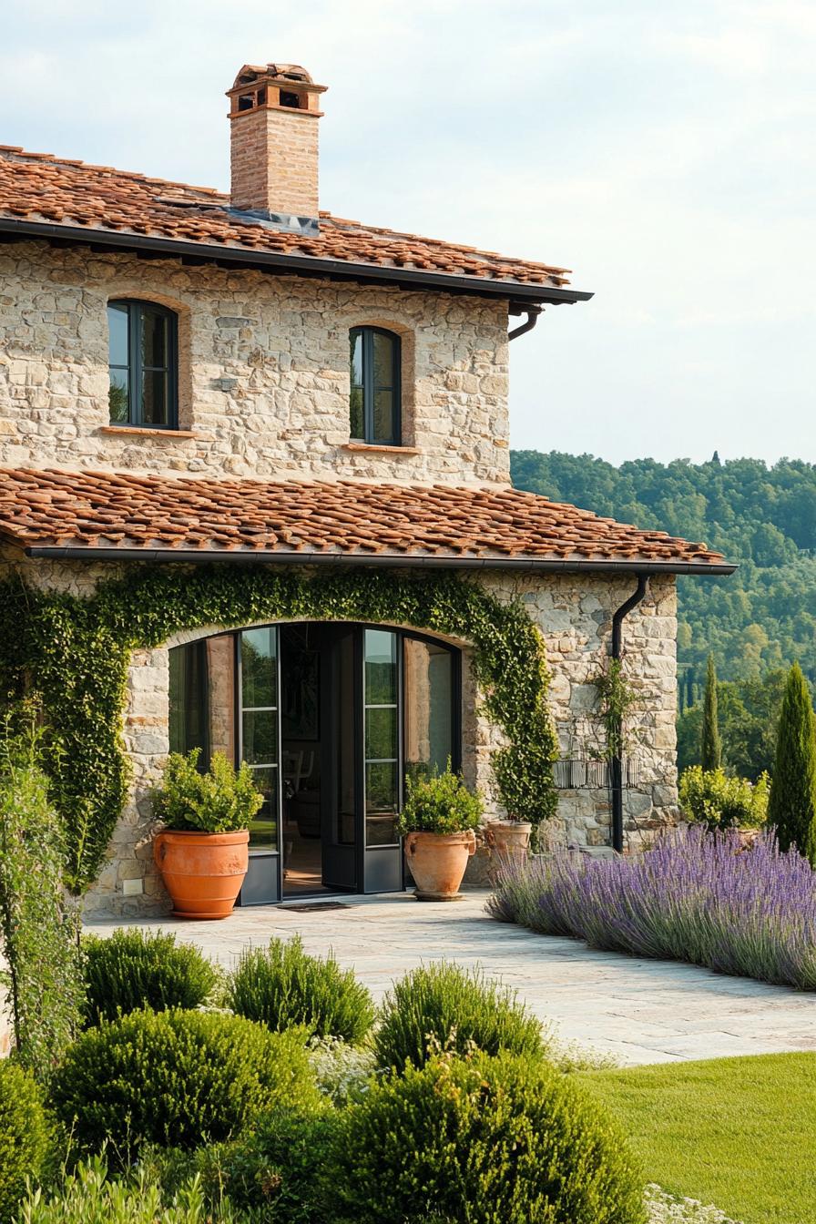 modern stone villa with terracotta roof in Tuscany 3