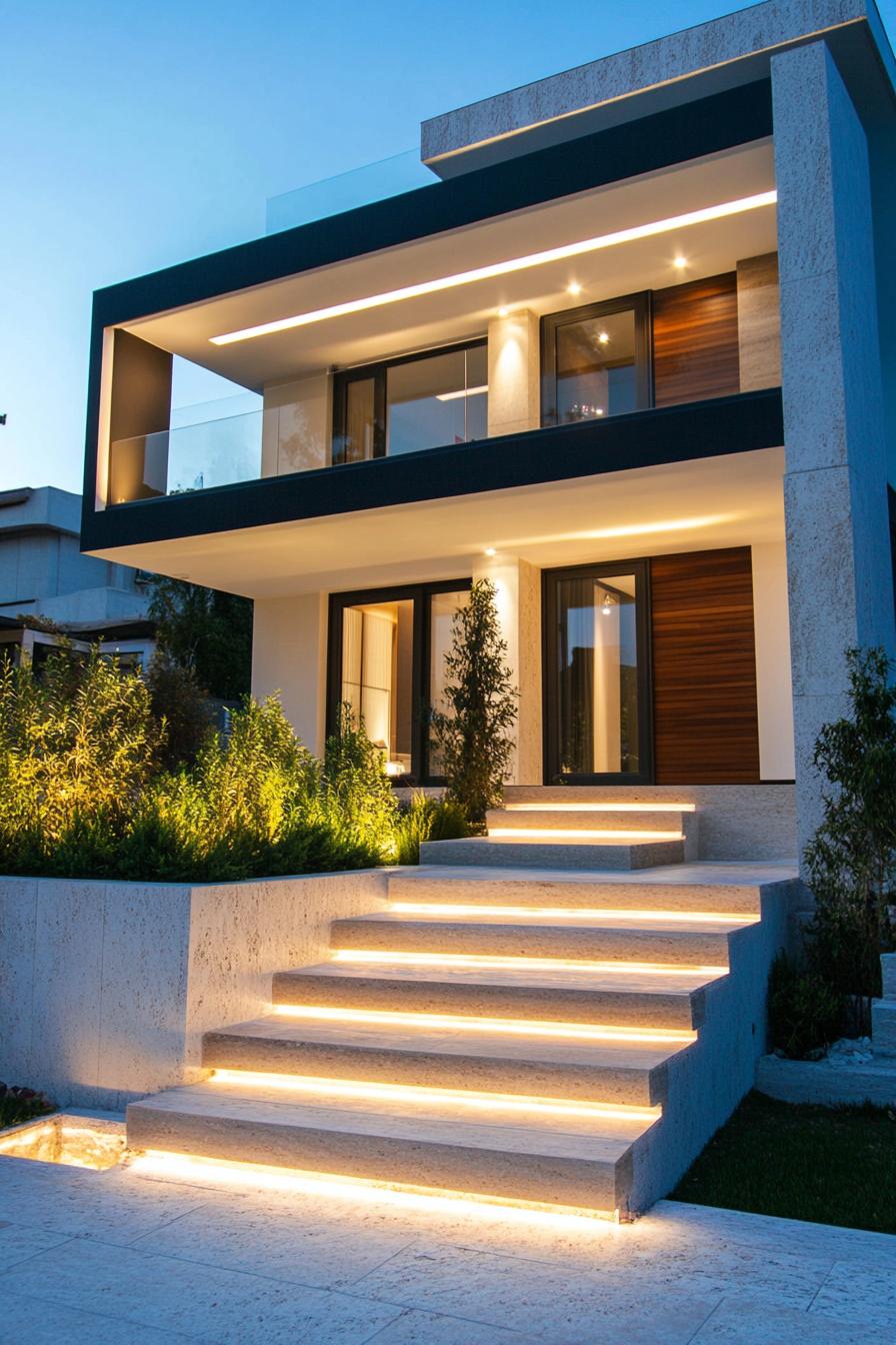 modern suburban mansion with LED lighting 2