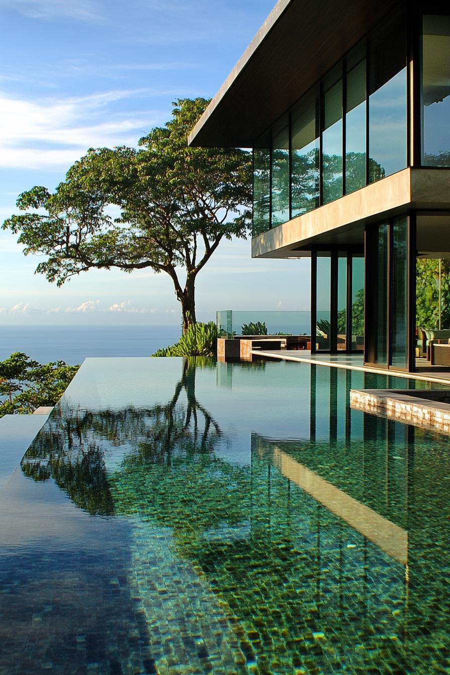 modern villa with all glass walls in stunning tropical oceanside 3