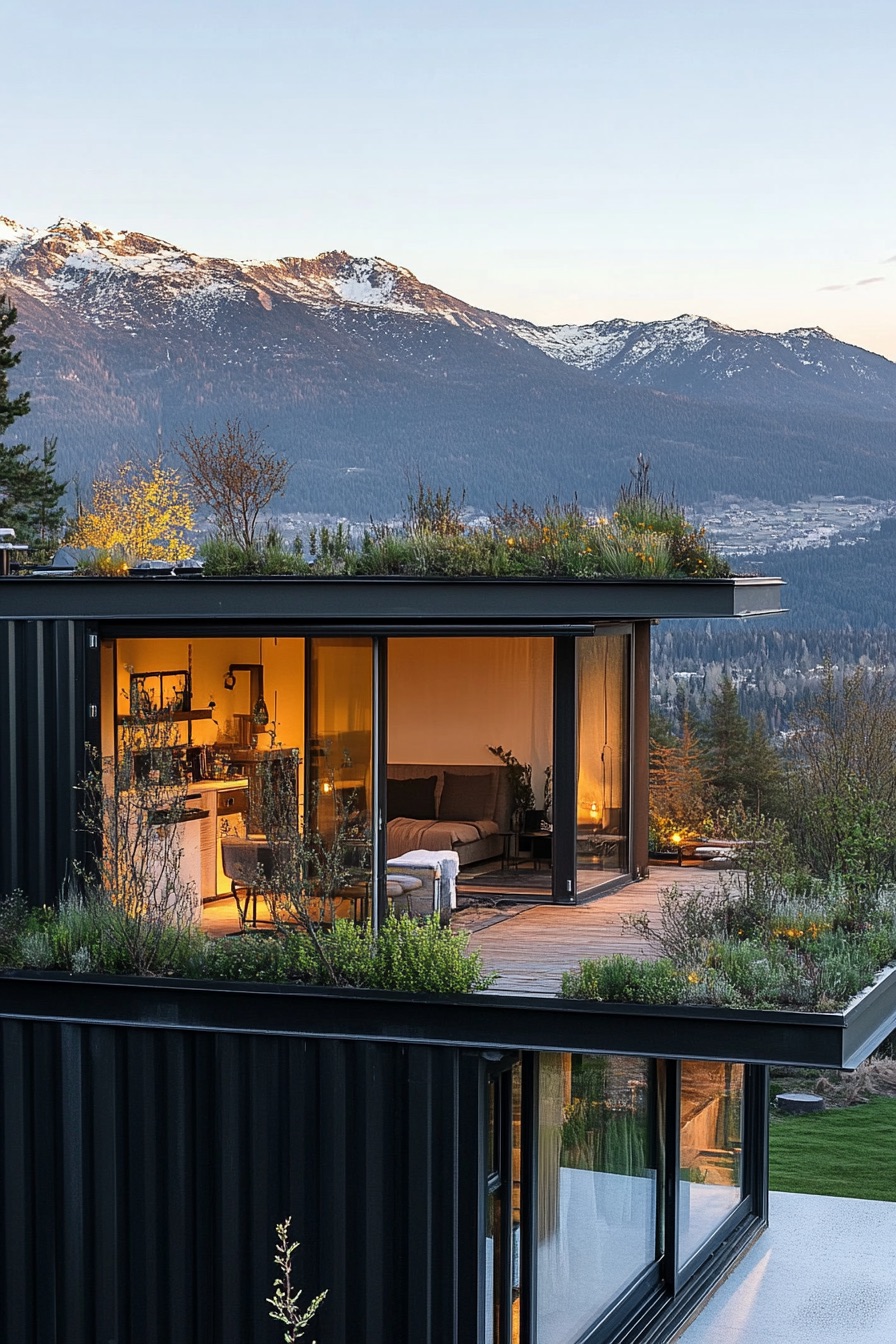 shipping container cabin rooftop garden 2