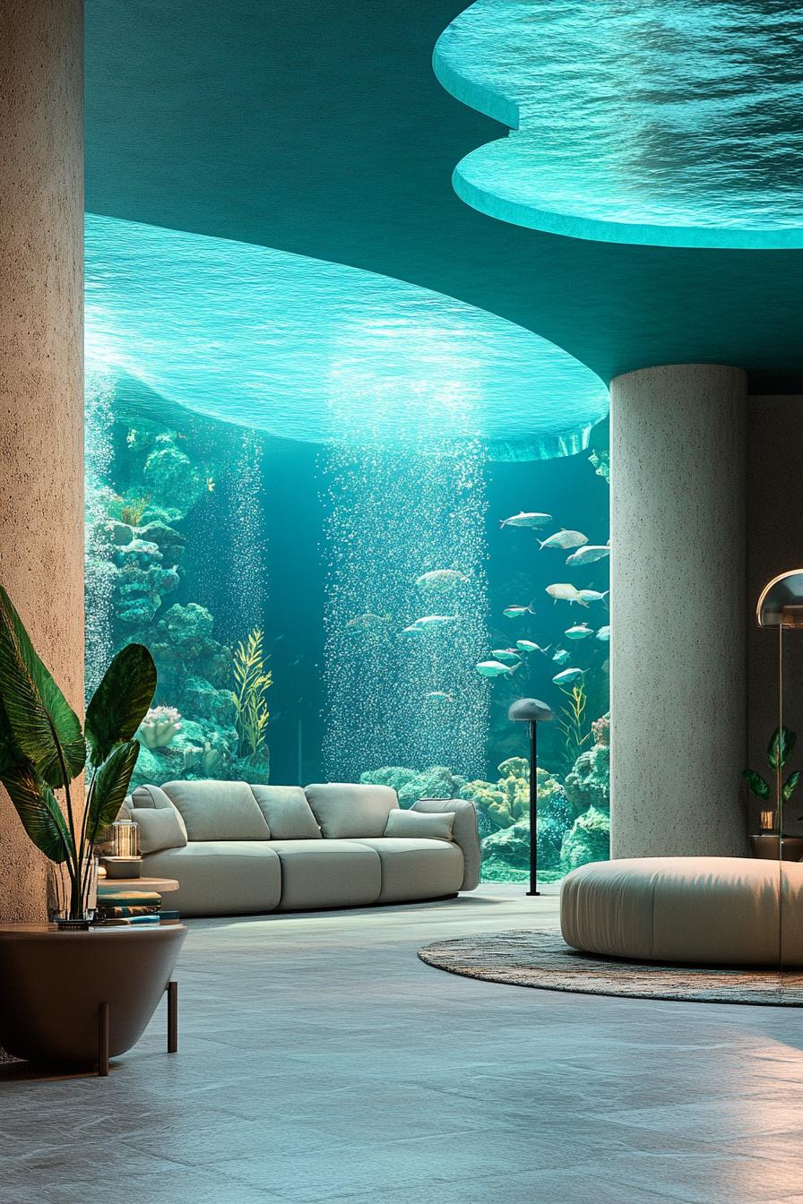 underwater luxury villa with underwater views from inside 1