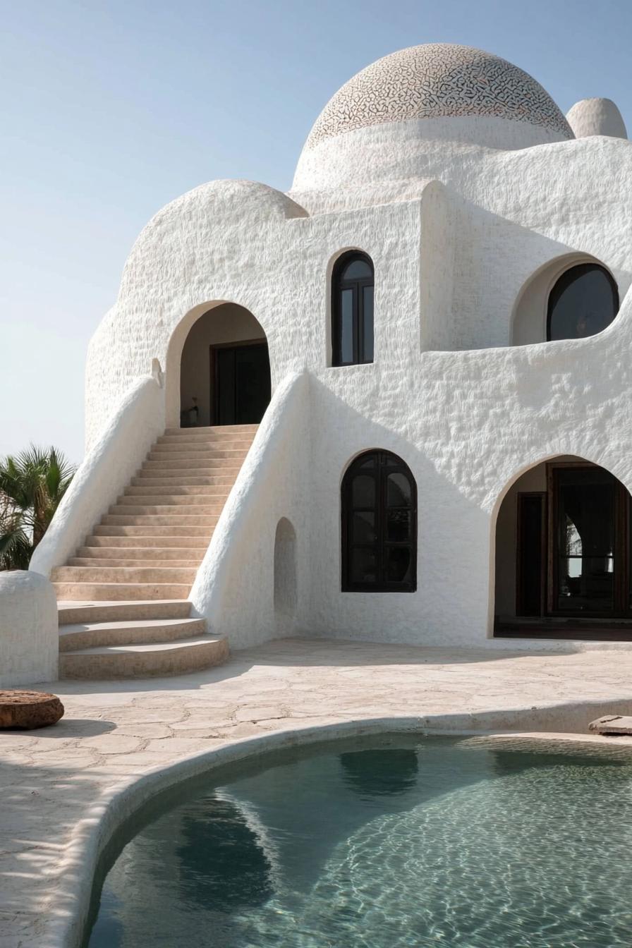 big modern Tunisian beach house with traditional domes 2