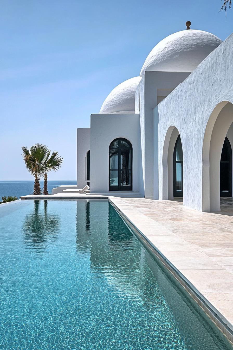 big modern Tunisian beach house with traditional domes