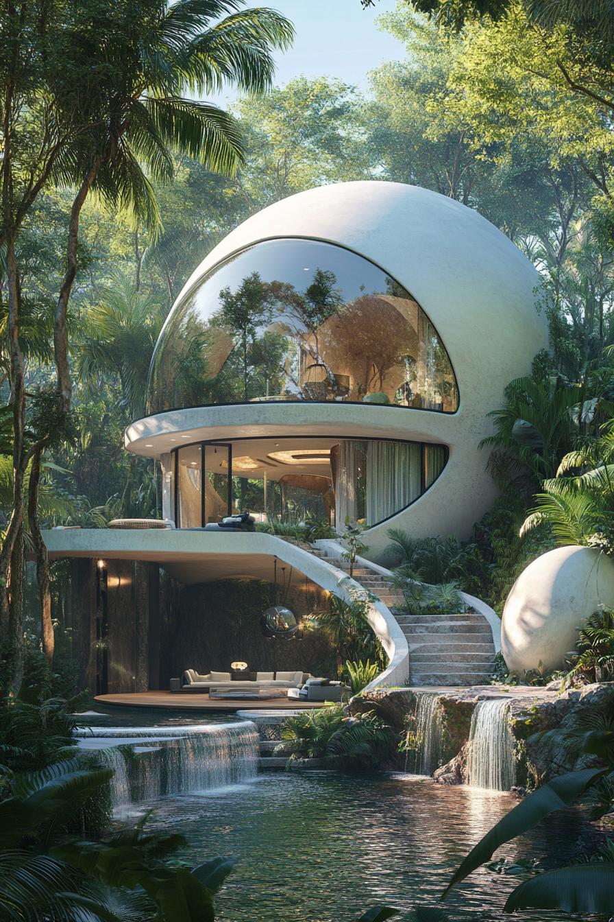 luxury dome mansion in lush tropical forest 1