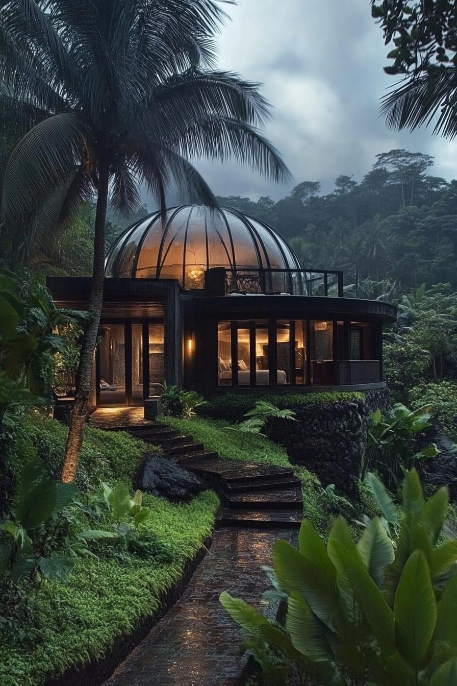 luxury dome mansion in lush tropical forest 2