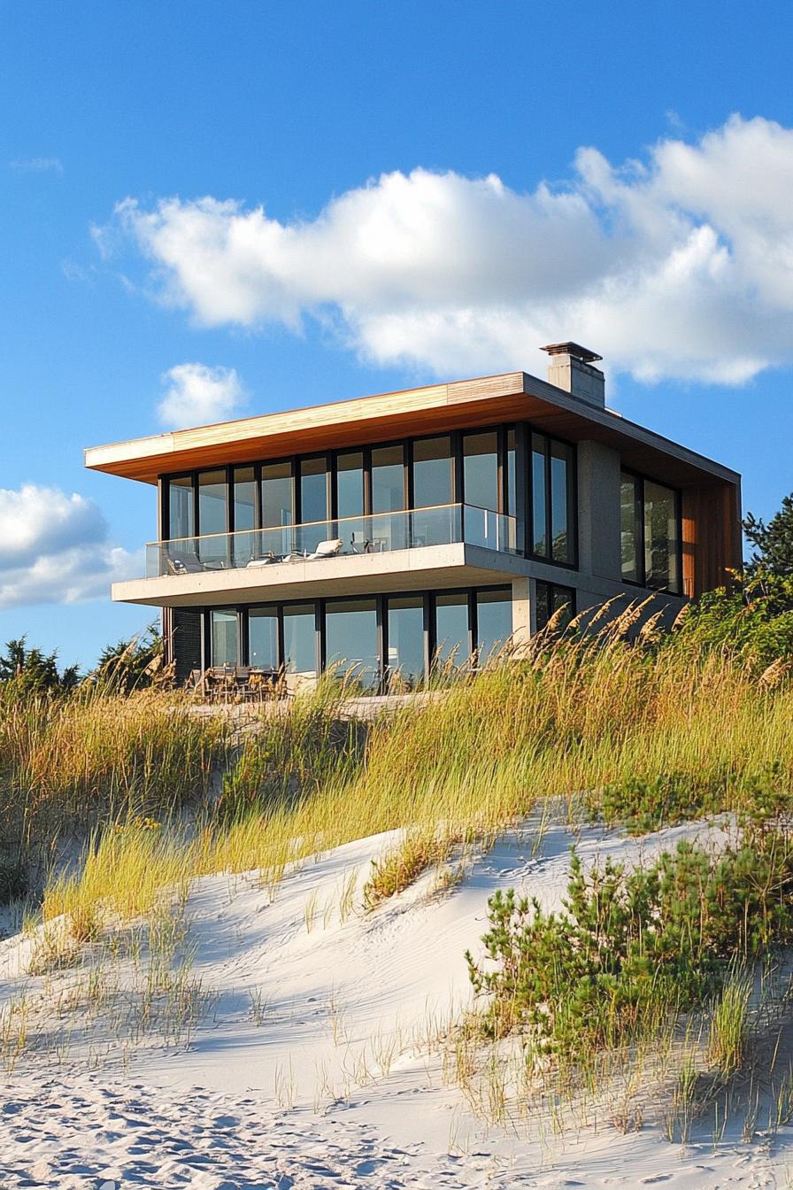 modern beach house perched in a dune 2