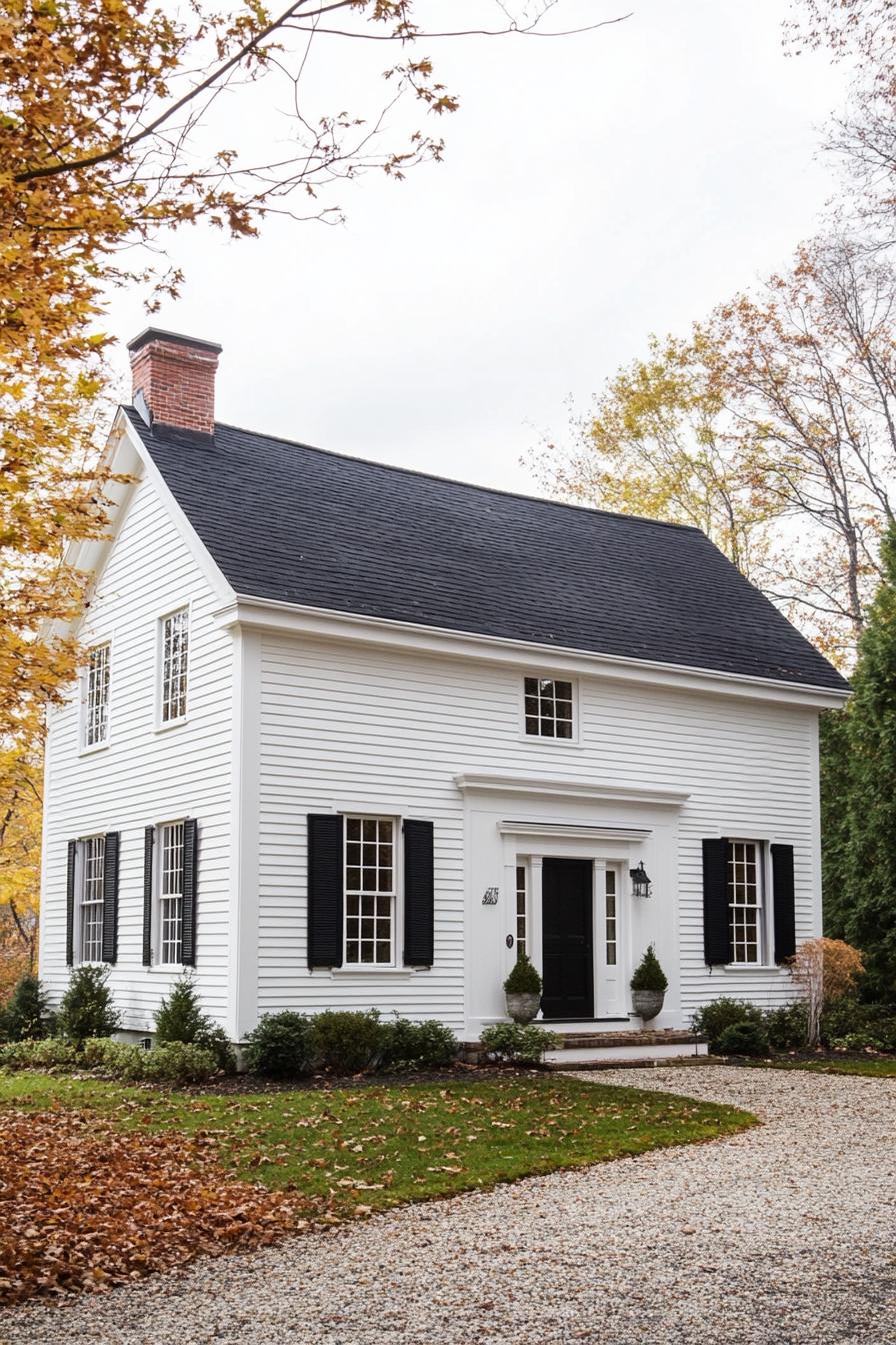 modern colonial white clapboard saltbox house 1