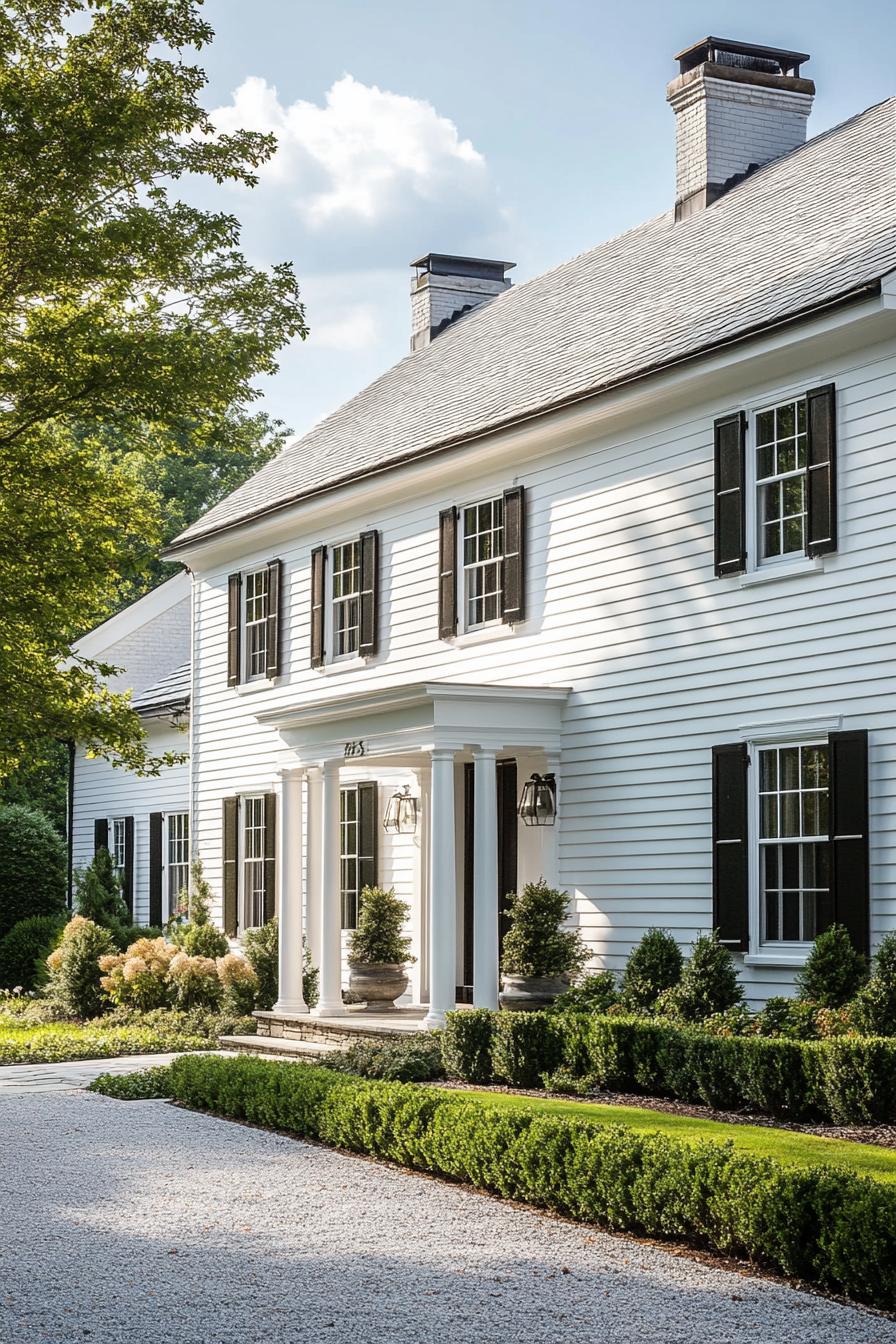 modern colonial white clapboard saltbox house 2