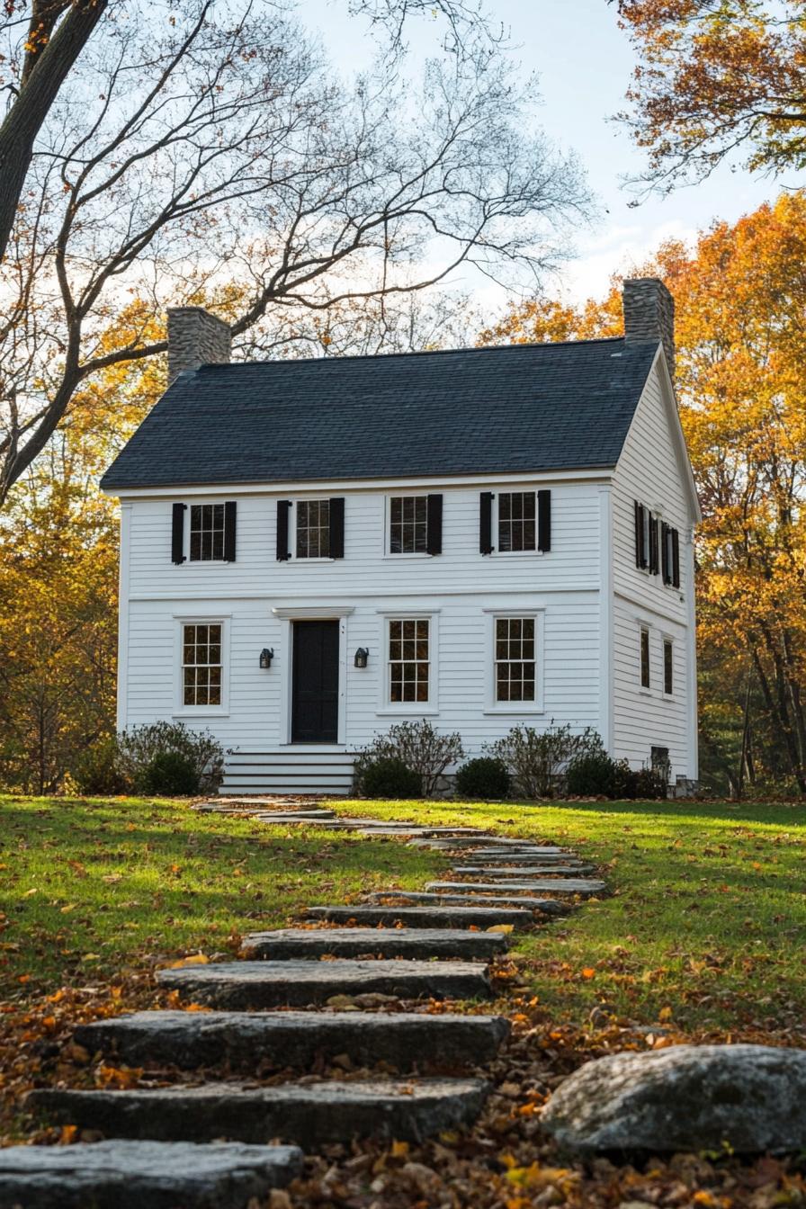 modern colonial white clapboard saltbox house 3