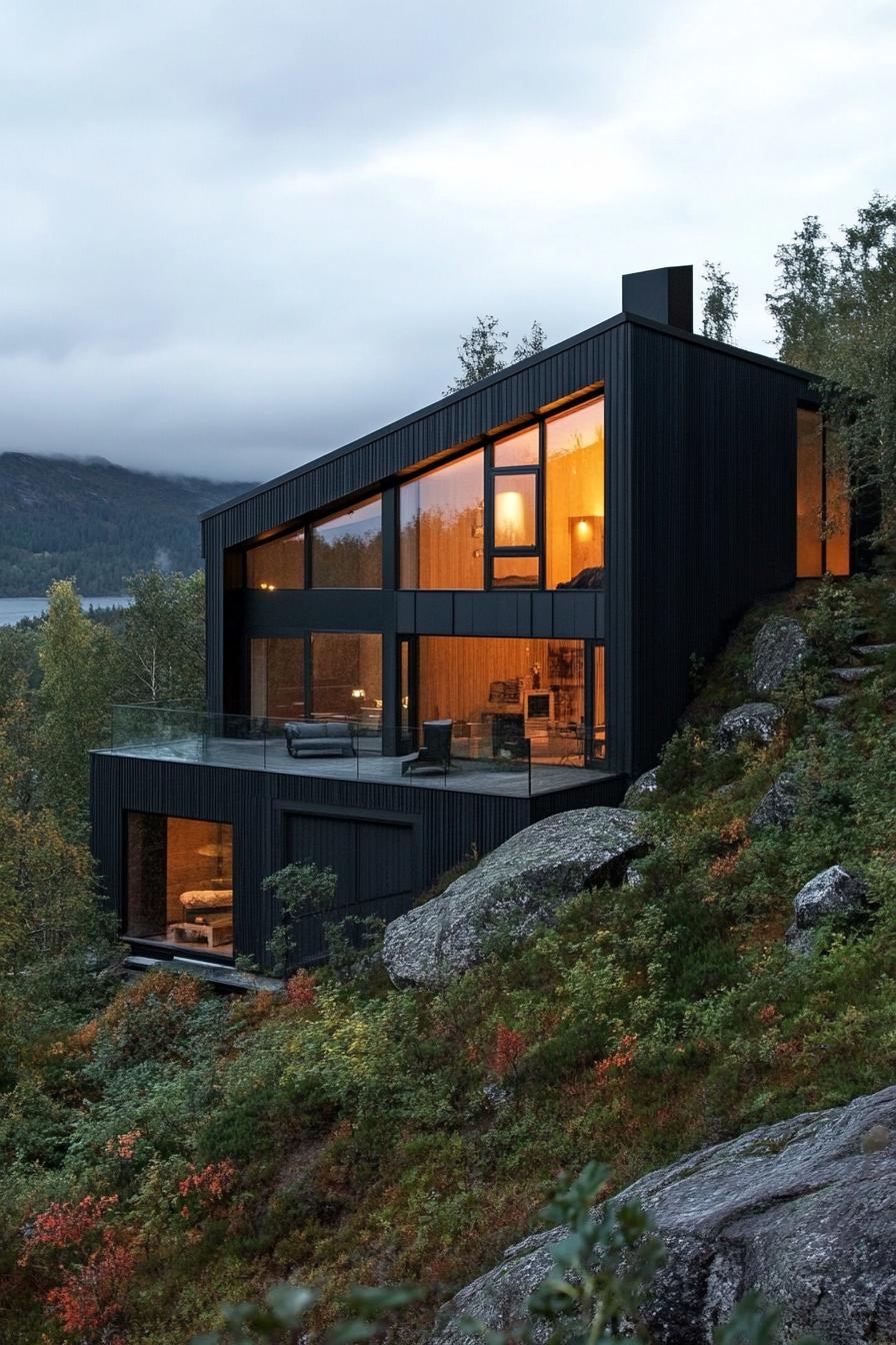 modern eco house on a slope with Scandinavian mountain views 1