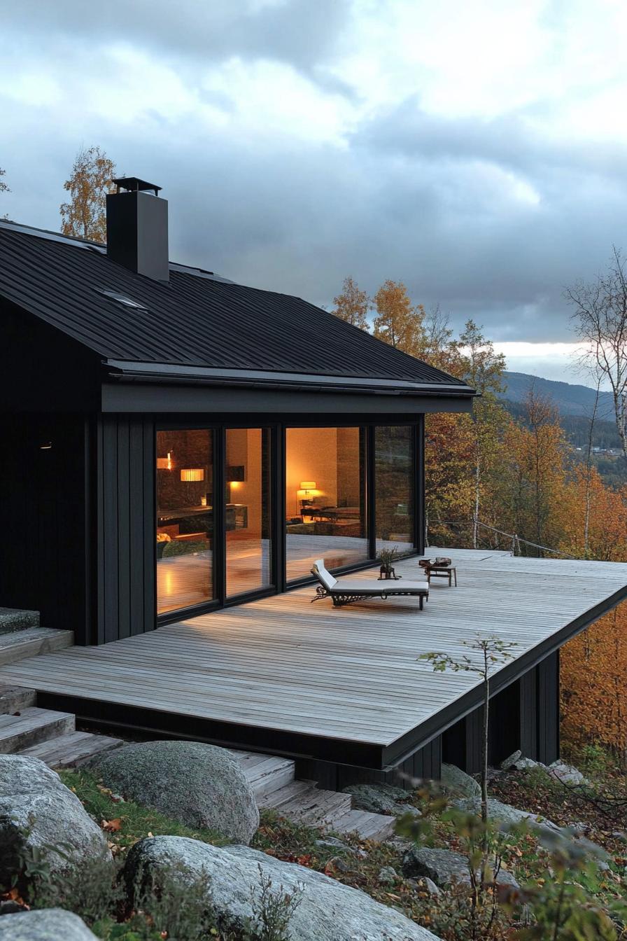 modern eco house on a slope with Scandinavian mountain views 2