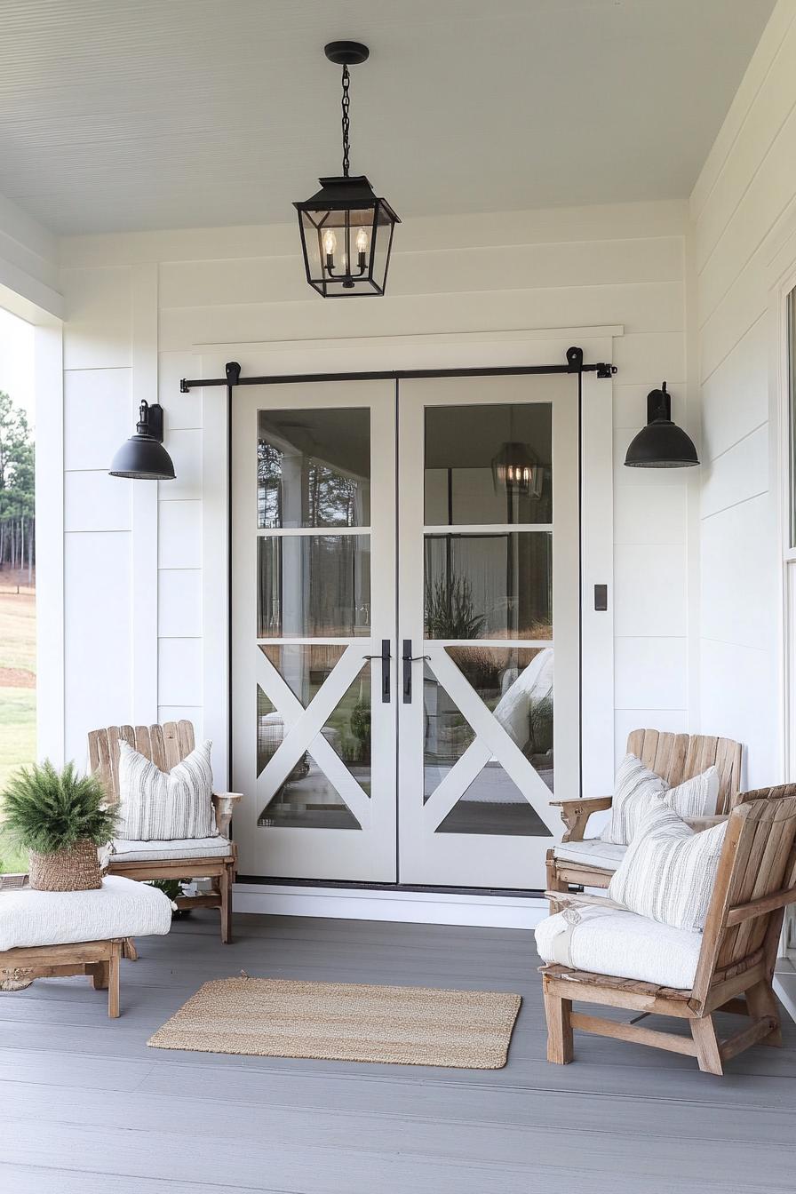 modern farmhouse sliding barn door porch 1