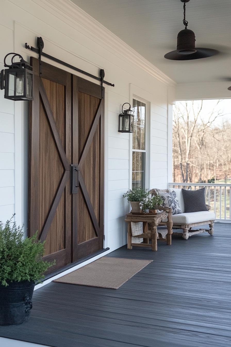 modern farmhouse sliding barn door porch