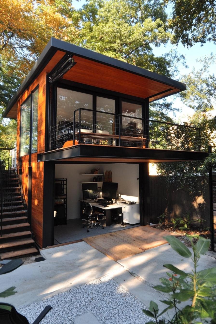 modern garage unit with upstairs home office