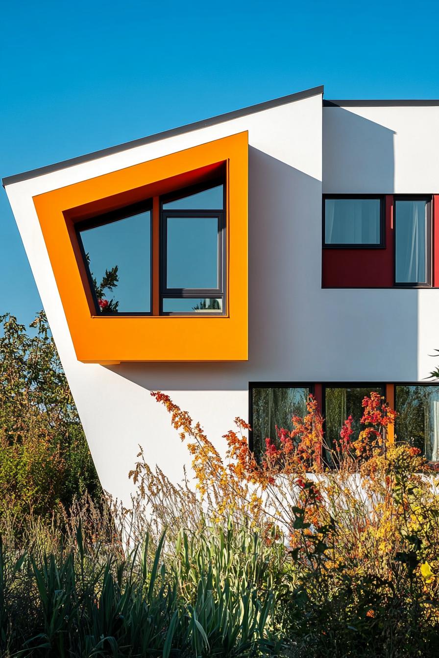 modern house facade with assymetrical windows and bold colors 3