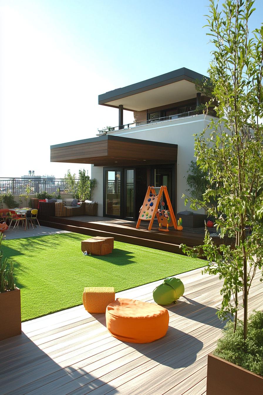 modern house rooftop deck childrens play area 2