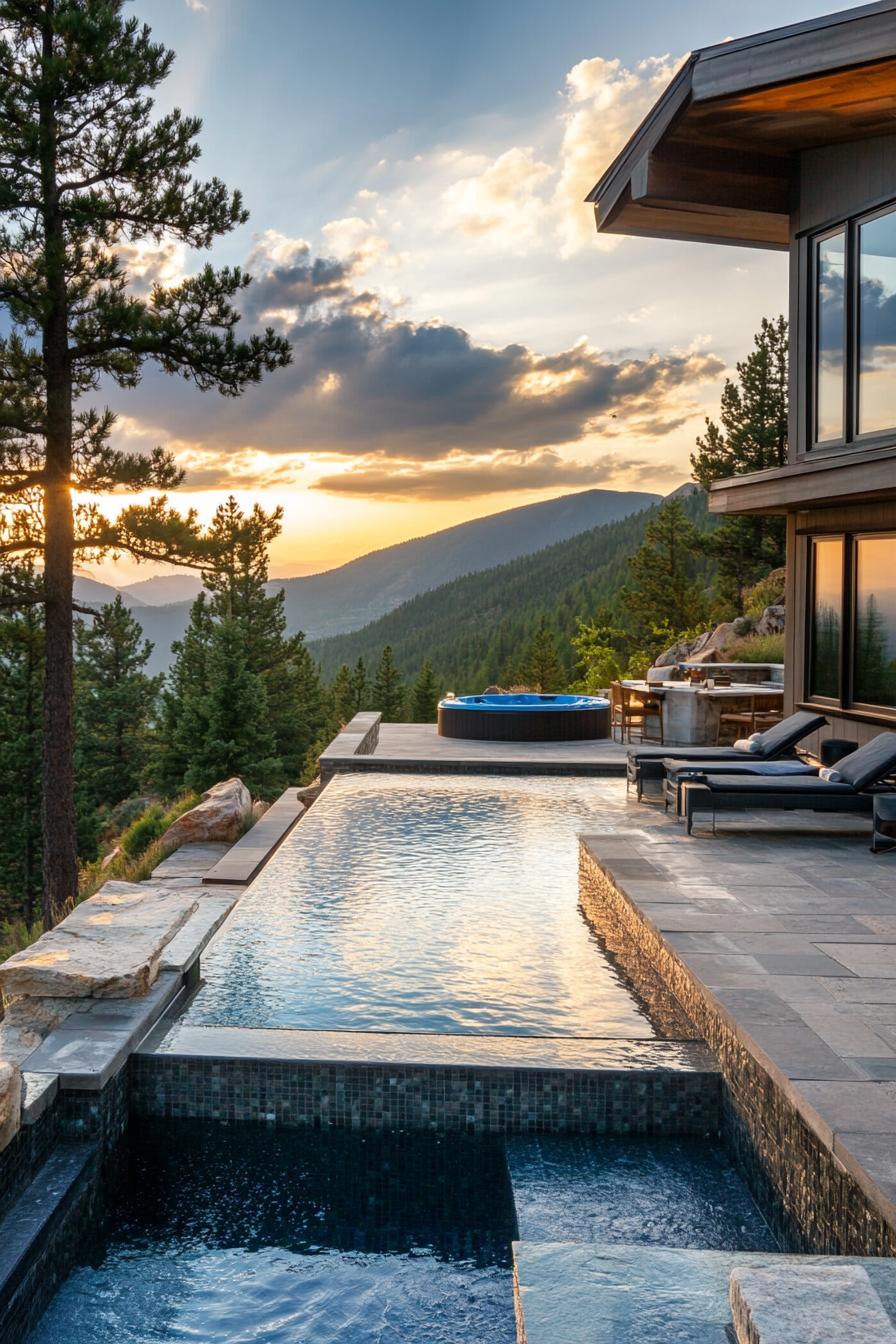 modern mountain home pool with hot tub stunning mountain views 1