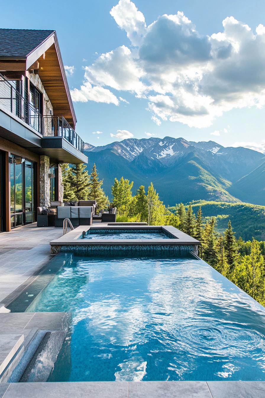 modern mountain home pool with hot tub stunning mountain views 2