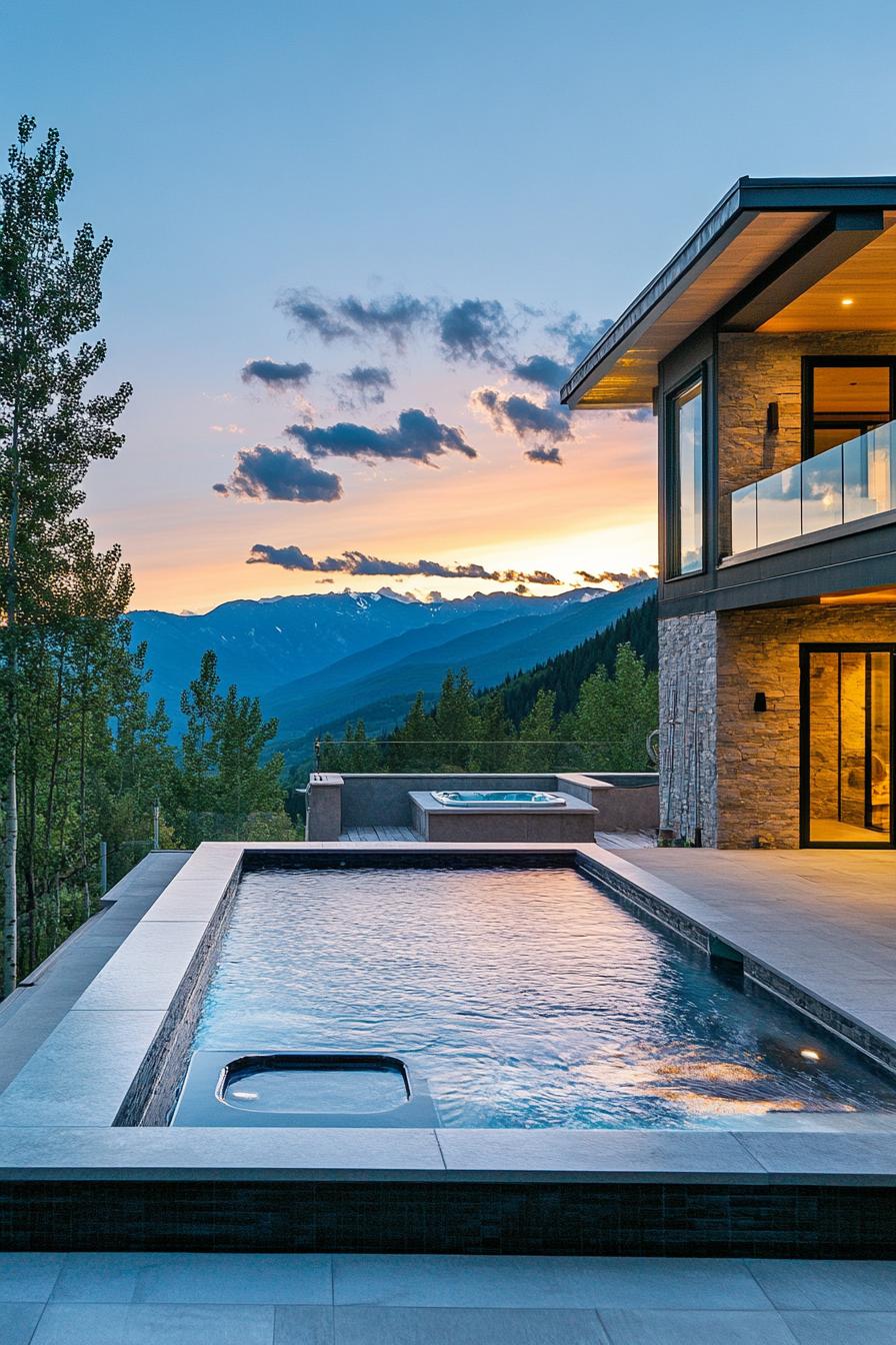 modern mountain home pool with hot tub stunning mountain views