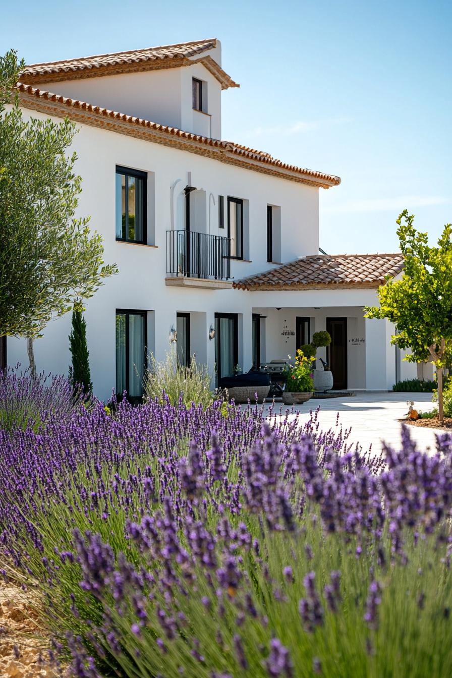 modern spanish villa landscape with lavenders 3