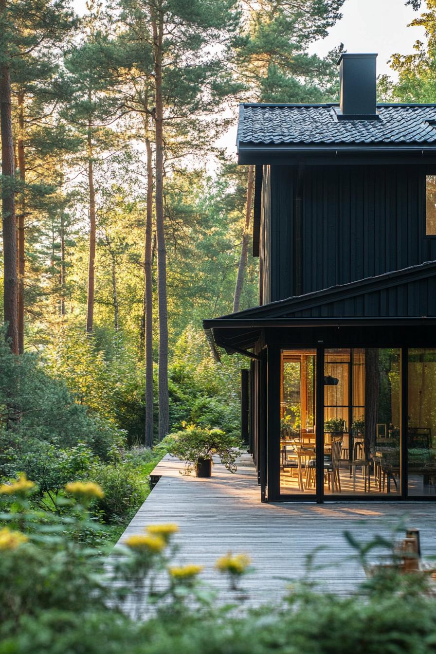 scandinavian house in the woods with lush forest views 1