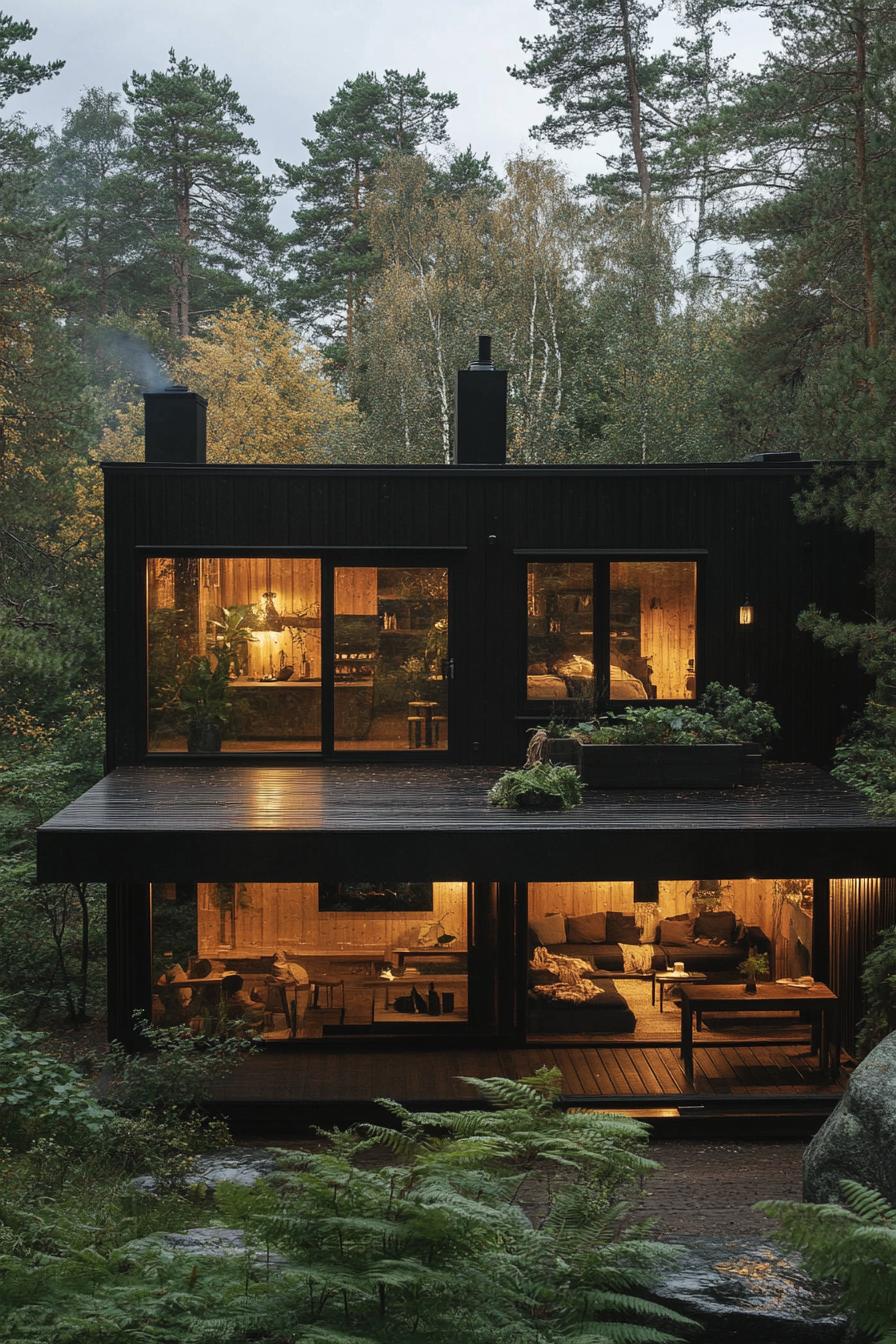 scandinavian house in the woods with lush forest views 3