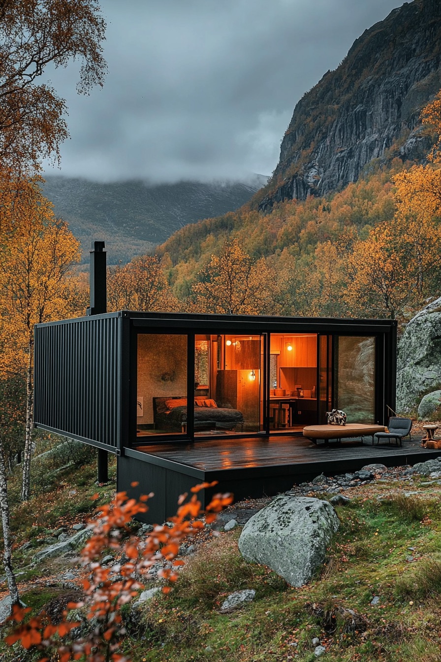 shipping container cabin minimalist scandinavian 1