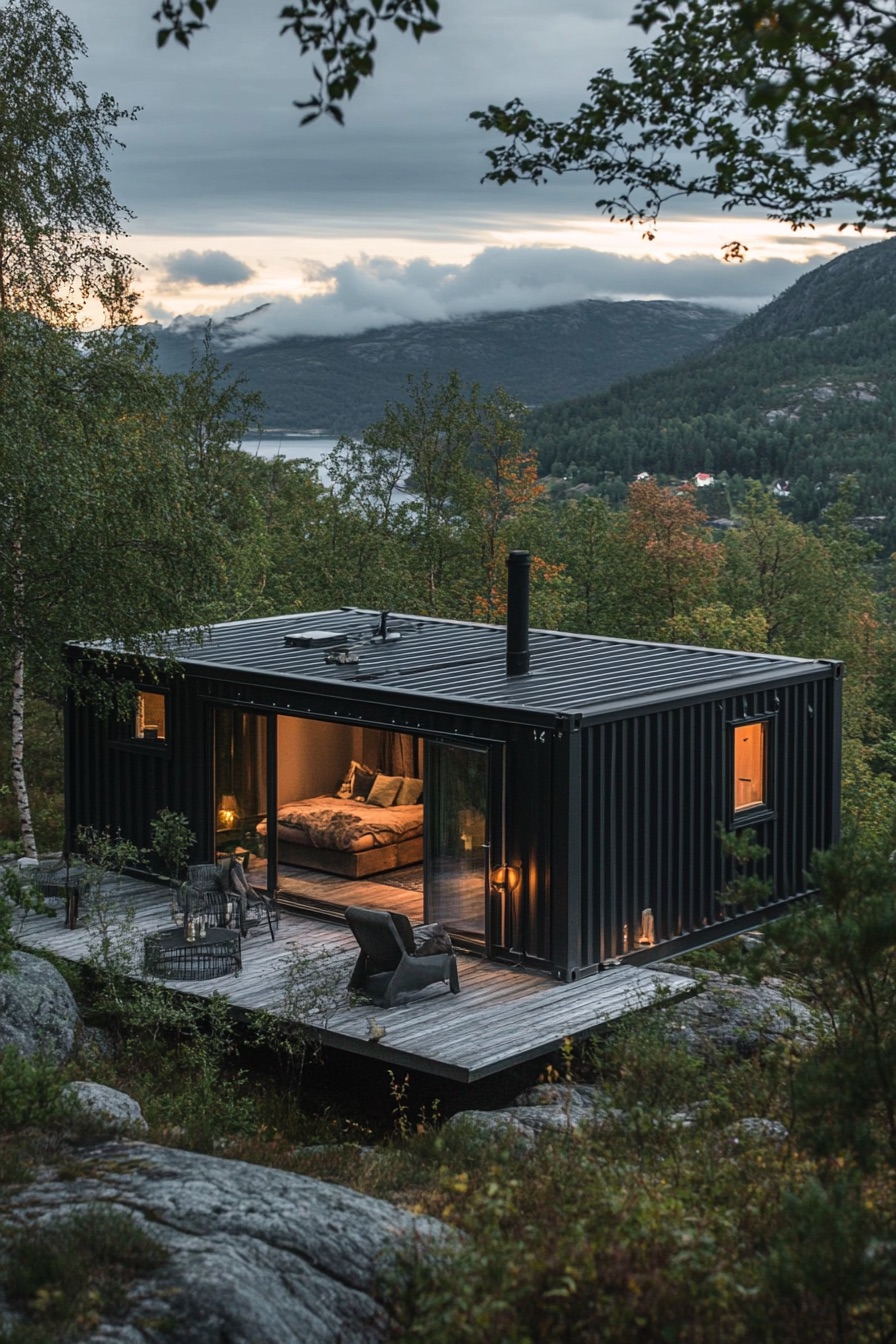 shipping container cabin minimalist scandinavian 4