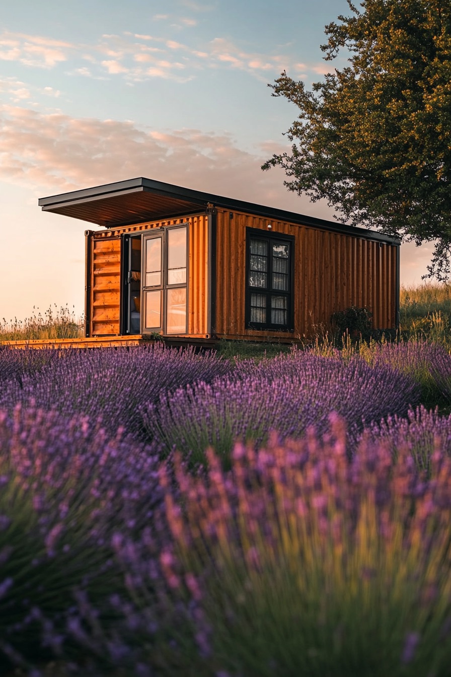 shipping container rustic farmhouse cabin 1