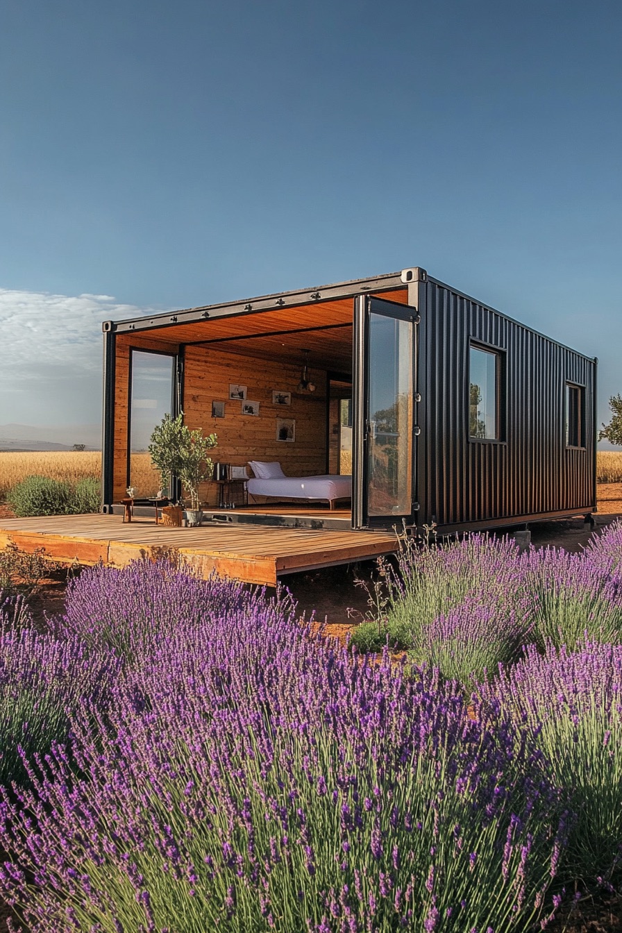 shipping container rustic farmhouse cabin 3