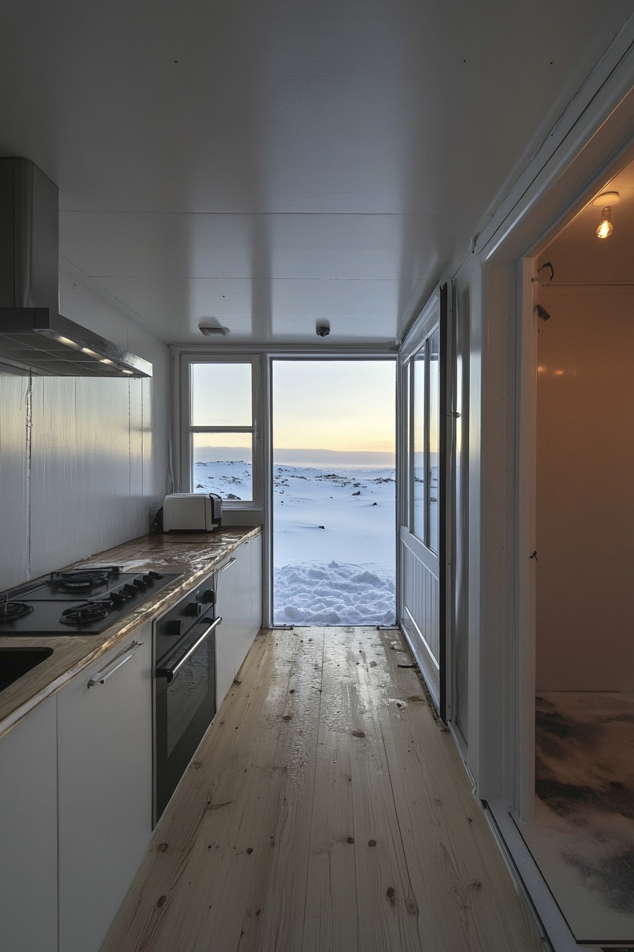 shipping container cabin winter 3